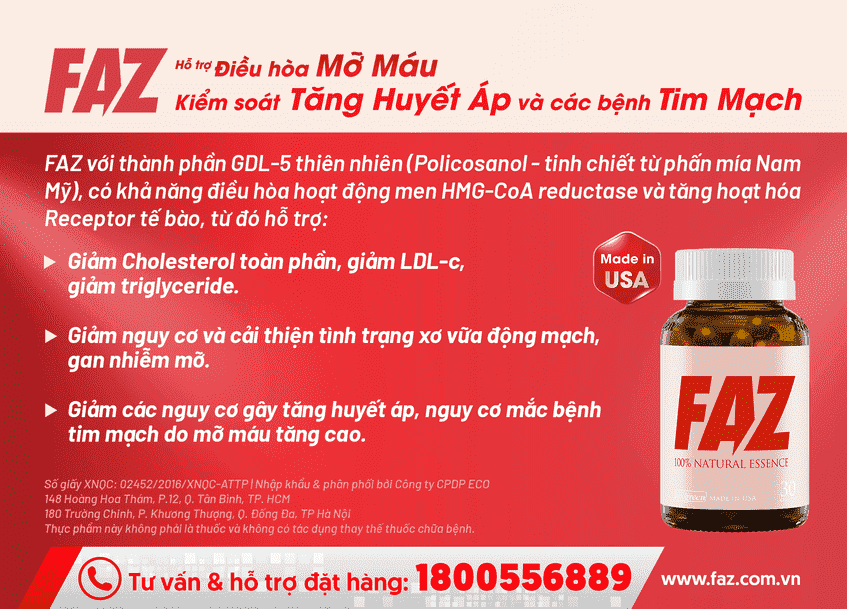 faz hỗ trợ điều hoà mỡ máu và huyết áp